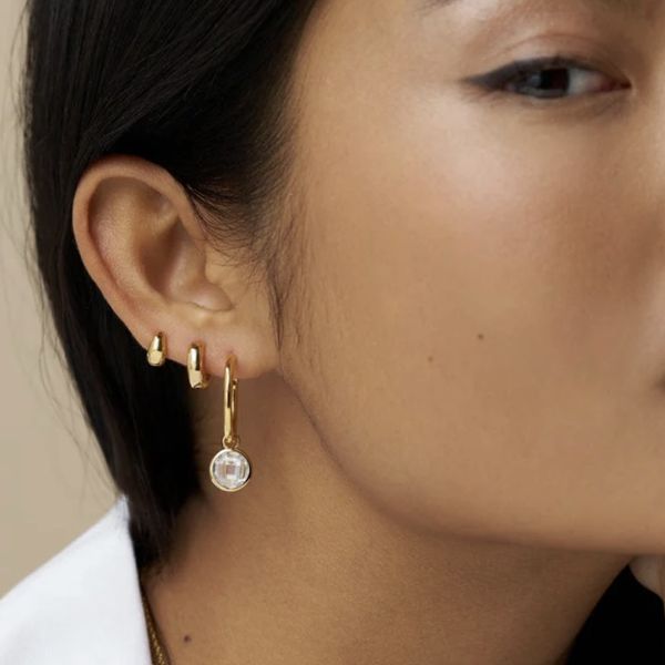 Orelia &oslash;redobber Crystal Drop Mid-Size Hoop - gull