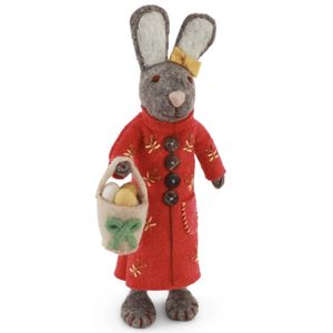 Hovedbilde Gr&aring; kanin med kurv med egg 27cm