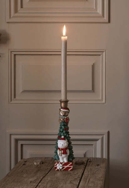 Tilde lysestake 27cm med juletre og dyr