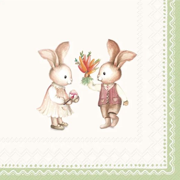 Servietter Easter Gifts Cream Green - lunsj