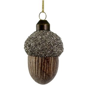 Hovedbilde Eiken&oslash;tt i brunt glass med s&oslash;lvglitter 7cm