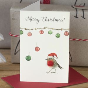 Hovedbilde Lite kort `Robin and baubles&acute; 9*6 cm