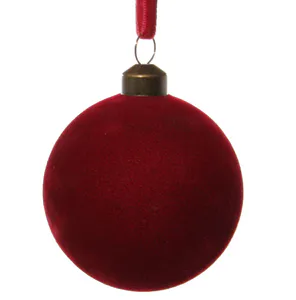 Hovedbilde Shishi julekule glass med r&oslash;d velour 8cm