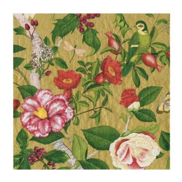 Servietter Christmas Chinoiserie Gold - kaffe