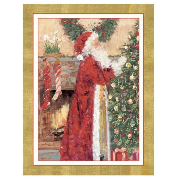 Julekort Santa at Fireplace 5 stk 12*15cm 