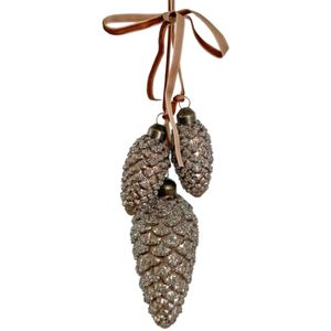 Hovedbilde Glasskongler&nbsp;– 3stk. antikke med glitter 30 ...