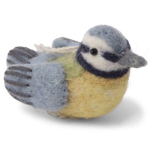 Hovedbilde Fugl i ull - gul og bl&aring; 7cm