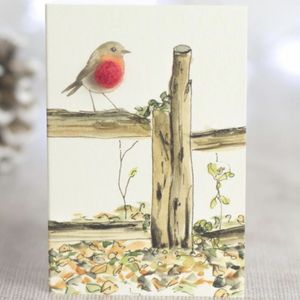 Hovedbilde Lite kort `Robin on a fence&acute; 9*6 cm